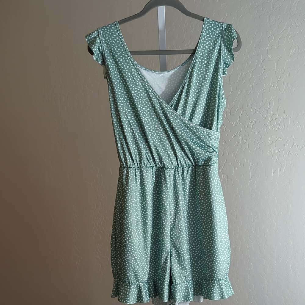 Green floral One-Piece Romper Swimsuit 3XL